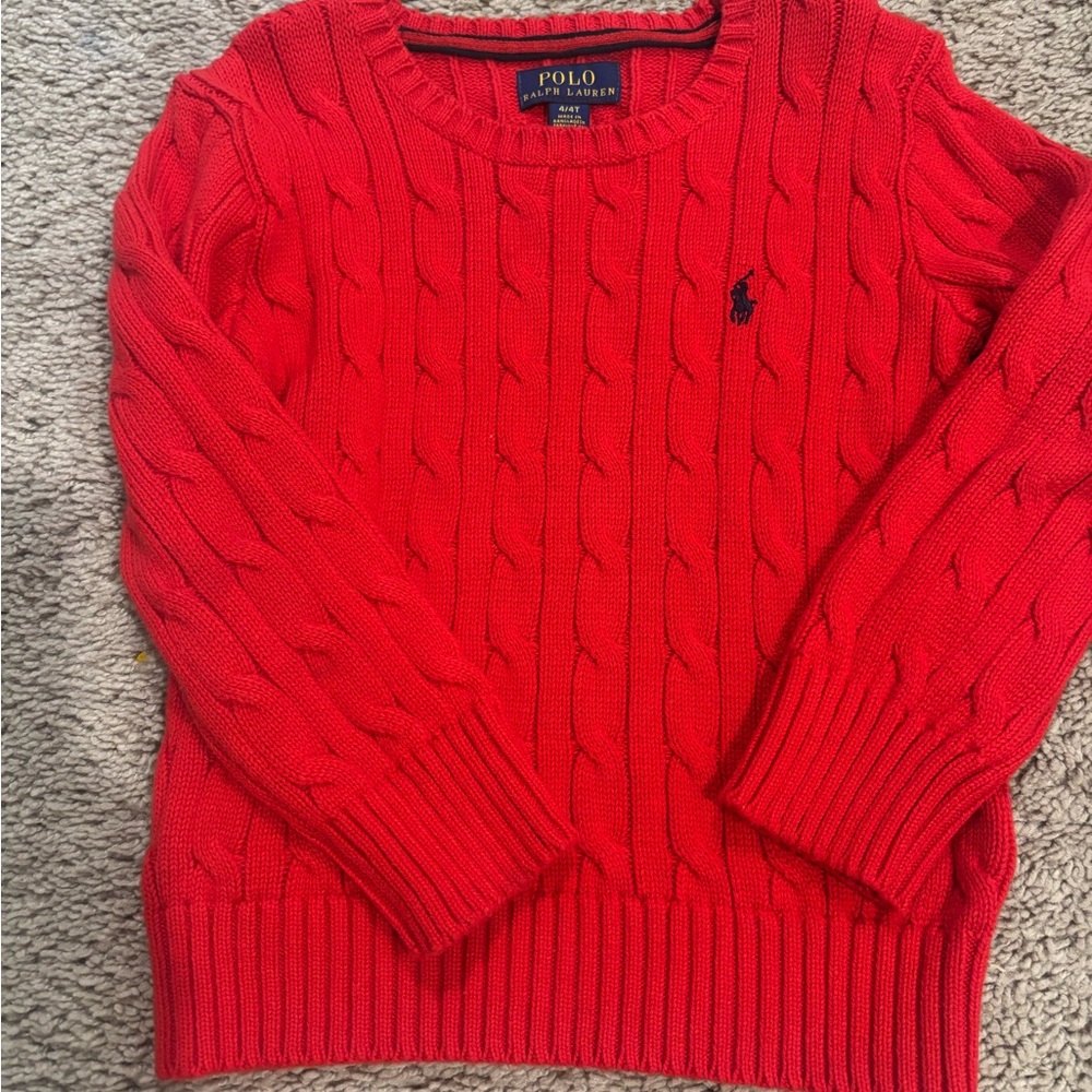 Polo by Ralph Lauren Men's Bright Red Crewneck Sweater